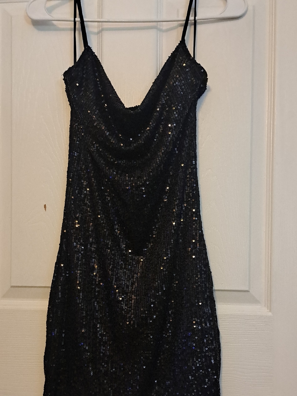Fashion Nova Black Sequin Cowl Slip Mini Dress